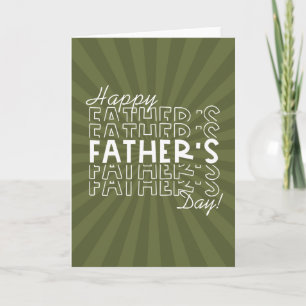 Retro Father's Day Camo Green Sunburst Card