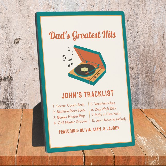 Retro Father's Day "Dad's Greatest Hits" Custom  Plaque (Creator Uploaded)