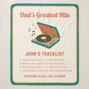 Retro Father's Day "Dad's Greatest Hits" Custom Sherpa Blanket
