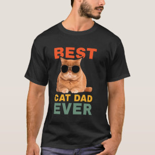 Retro Father's Day Gift Best Cat Dad Ever Cute Bla T-Shirt