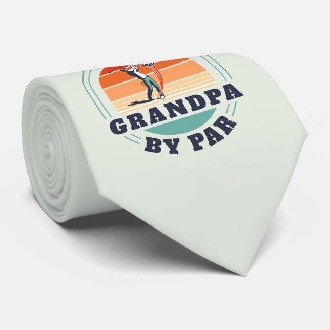Retro Fathers Day Golf Lover Grandfather Custom Tie (Rolled)