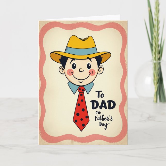 Retro Fathers Day Illustration Card (Front)