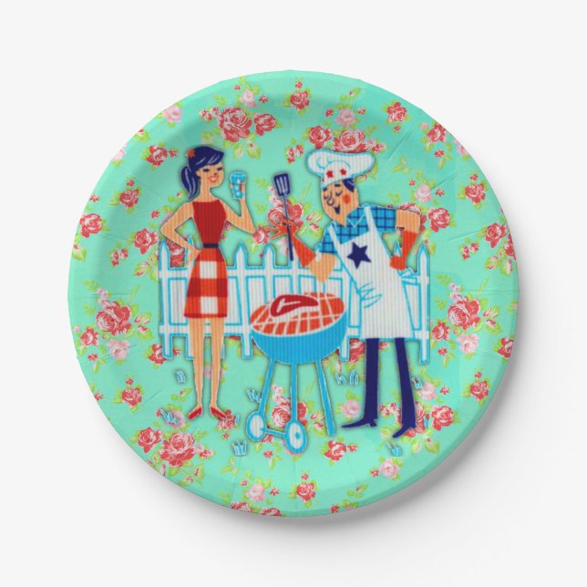 Retro Fathers Day Paper Plates-Floral Paper Plate (Front)