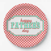 Retro Fathers Day Paper Plates-Plaid