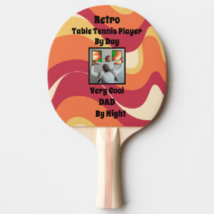 Retro Father's Day Psychedelic Pattern With Photo Ping Pong Paddle