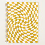 Retro Faux Gold Foil Checks Warped Chequerboard   Planner<br><div class="desc">Perfect warped chequered design pillow inelegant faux gold foil print. Modern warped checkers in classic colour. Twirl and swirl,  twist checks,  chequered pattern</div>