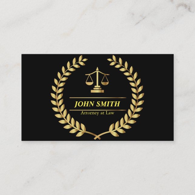 Retro Faux Gold Libra Laurel Professional Attorney Business Card (Front)