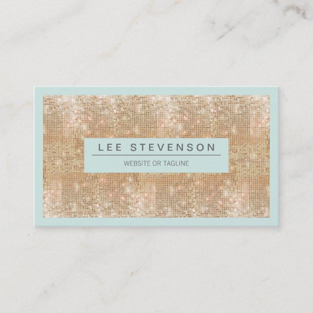 Retro FAUX Gold Sequins Beauty and Fashion Business Card (Front)