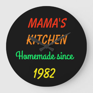 Retro FAUX Neon Mama's Homemade Kitchen with Date Large Clock