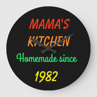 Retro FAUX Neon Mama's Homemade Kitchen with Date Large Clock