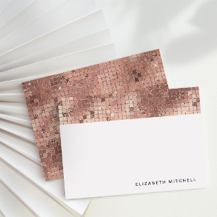 Retro Faux Rose Gold Disco Ball Mirror   Monogram Card