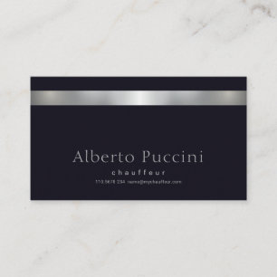 Retro Faux Silver Stripe Minimalist Chauffeur Business Card