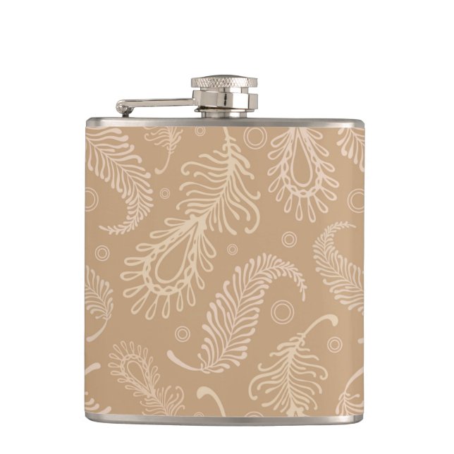 Retro-feater-pale-pattern Hip Flask (Front)