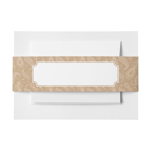 Retro-feater-pale-pattern Invitation Belly Band (Front Example)