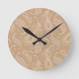 Retro-feater-pale-pattern Round Clock