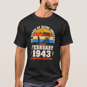 Retro February 1943 80 Year Old Fishing 80th Birt T-Shirt