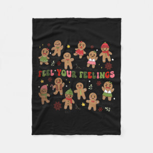 Retro Feel Your Feelings Gingerbread Christmas Men Fleece Blanket