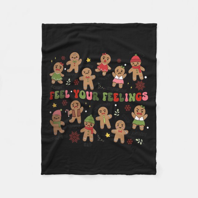 Retro Feel Your Feelings Gingerbread Christmas Men Fleece Blanket (Front)