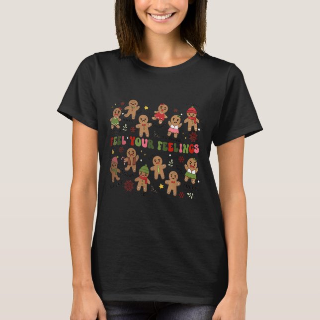Retro Feel Your Feelings Gingerbread Christmas Men T-Shirt (Front)