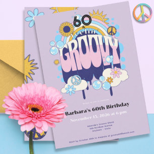 Retro Feeling Groovy 60th Birthday Party Invitation