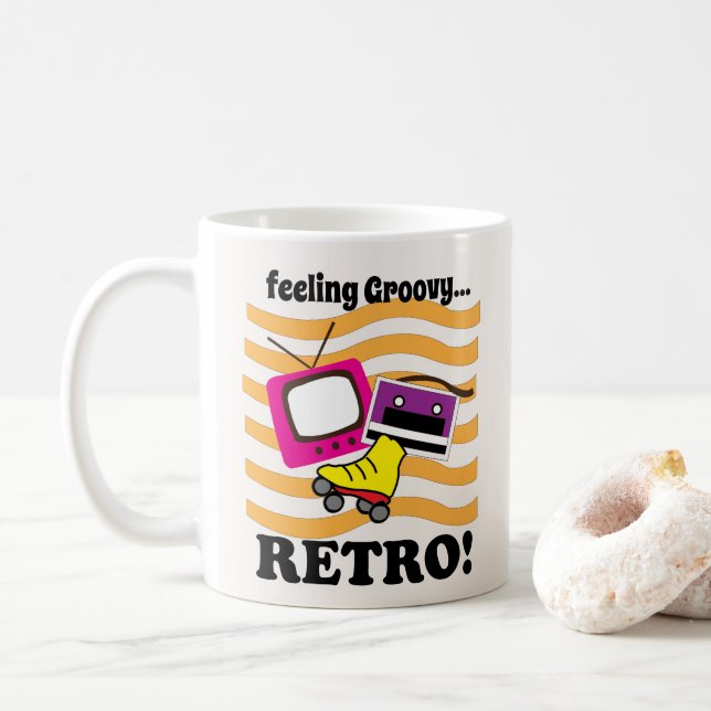 Retro Feeling Groovy Retro  Coffee Mug (With Donut)