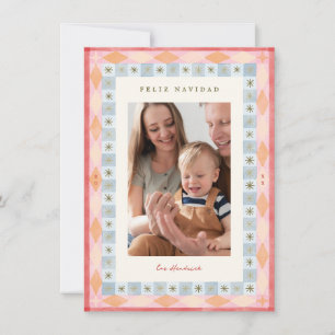 Retro Feliz Navidad Colourful Christmas Photo Holiday Card