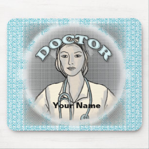 Retro female doctor mouse mat