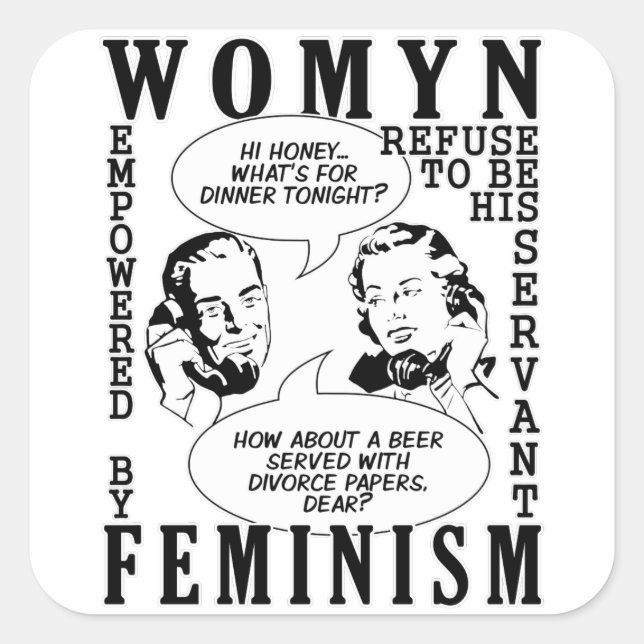 Retro Feminist Humor stickers (Front)