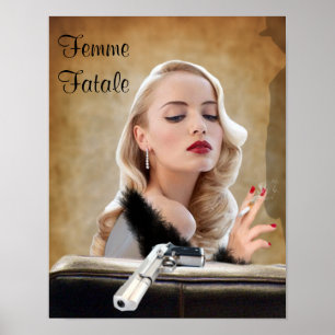 Retro Femme Fatale Diva - Smoking and Guns Poster