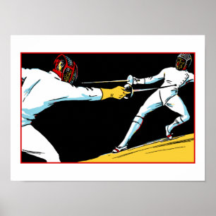 Retro fencing championship ad poster