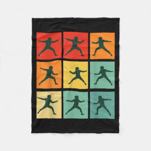 Retro Fencing For Christmas Srty Fencer Athlete  Fleece Blanket