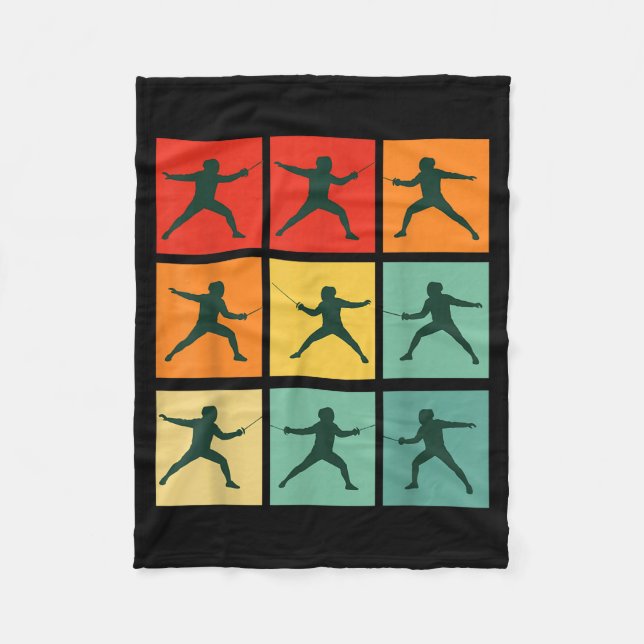 Retro Fencing For Christmas Srty Fencer Athlete  Fleece Blanket (Front)
