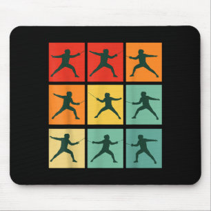 Retro Fencing For Christmas Srty Fencer Athlete Mouse Mat
