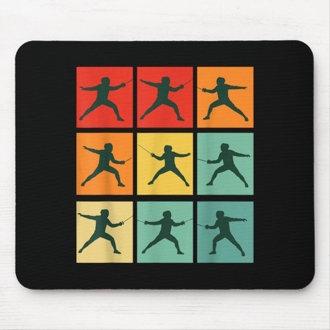 Retro Fencing For Christmas Srty Fencer Athlete  Mouse Mat (Front)