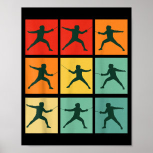 Retro Fencing For Christmas Srty Fencer Athlete  Poster