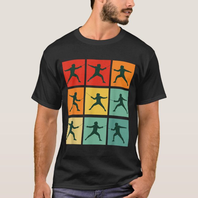 Retro Fencing For Christmas Srty Fencer Athlete  T-Shirt (Front)