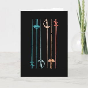 Retro Fencing Saber Sword Vintage Gift for Fencer Card
