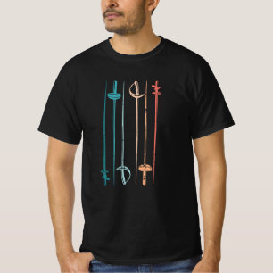 Retro Fencing Saber Sword Vintage Gift for Fencer T-Shirt