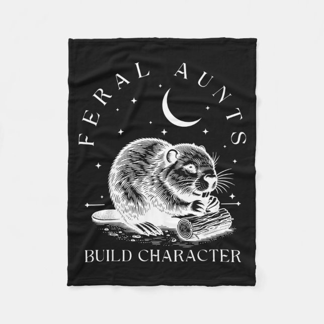 Retro Feral Aunts Build Character Funny New Aunt C Fleece Blanket (Front)