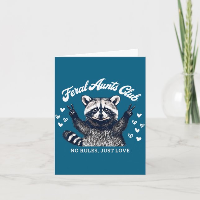 Retro Feral Aunts Club Raccoon Auntie Pregnancy An Card (Front)
