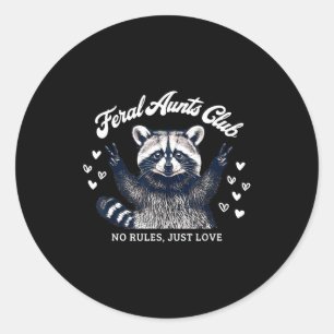 Retro Feral Aunts Club Raccoon Auntie Pregnancy An Classic Round Sticker