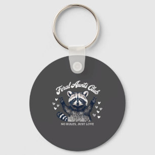 Retro Feral Aunts Club Raccoon Auntie Pregnancy An Key Ring