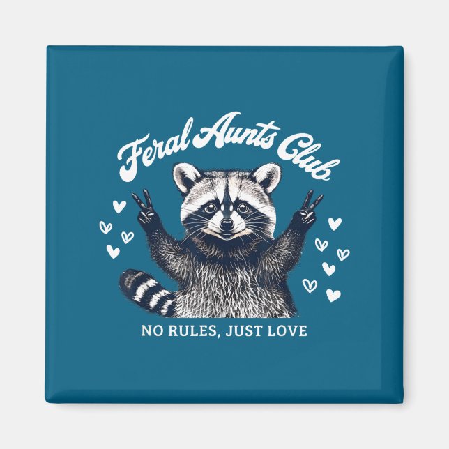 Retro Feral Aunts Club Raccoon Auntie Pregnancy An Magnet (Front)