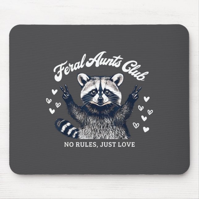 Retro Feral Aunts Club Raccoon Auntie Pregnancy An Mouse Mat (Front)