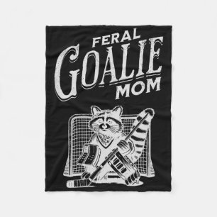 Retro Feral Goalie Hockey Mom Raccoon Ice Hockey P Fleece Blanket