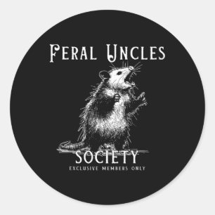 Retro Feral Uncle Society Funny Opossum Lovers Fat Classic Round Sticker
