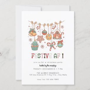 Retro Festive Christmas  Invitation