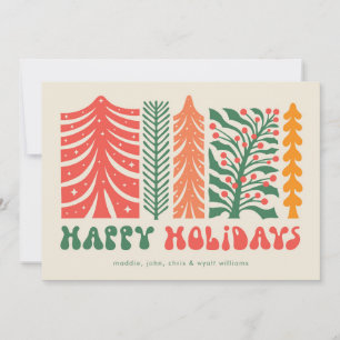 Retro Festive Forest Holiday Card