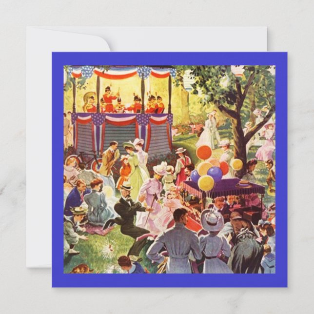 Retro Festive Party In The Park Picnic Invitations (Front)