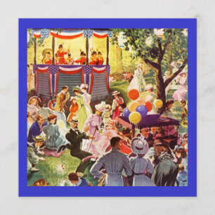 Retro Festive Party In The Park Picnic Invitations